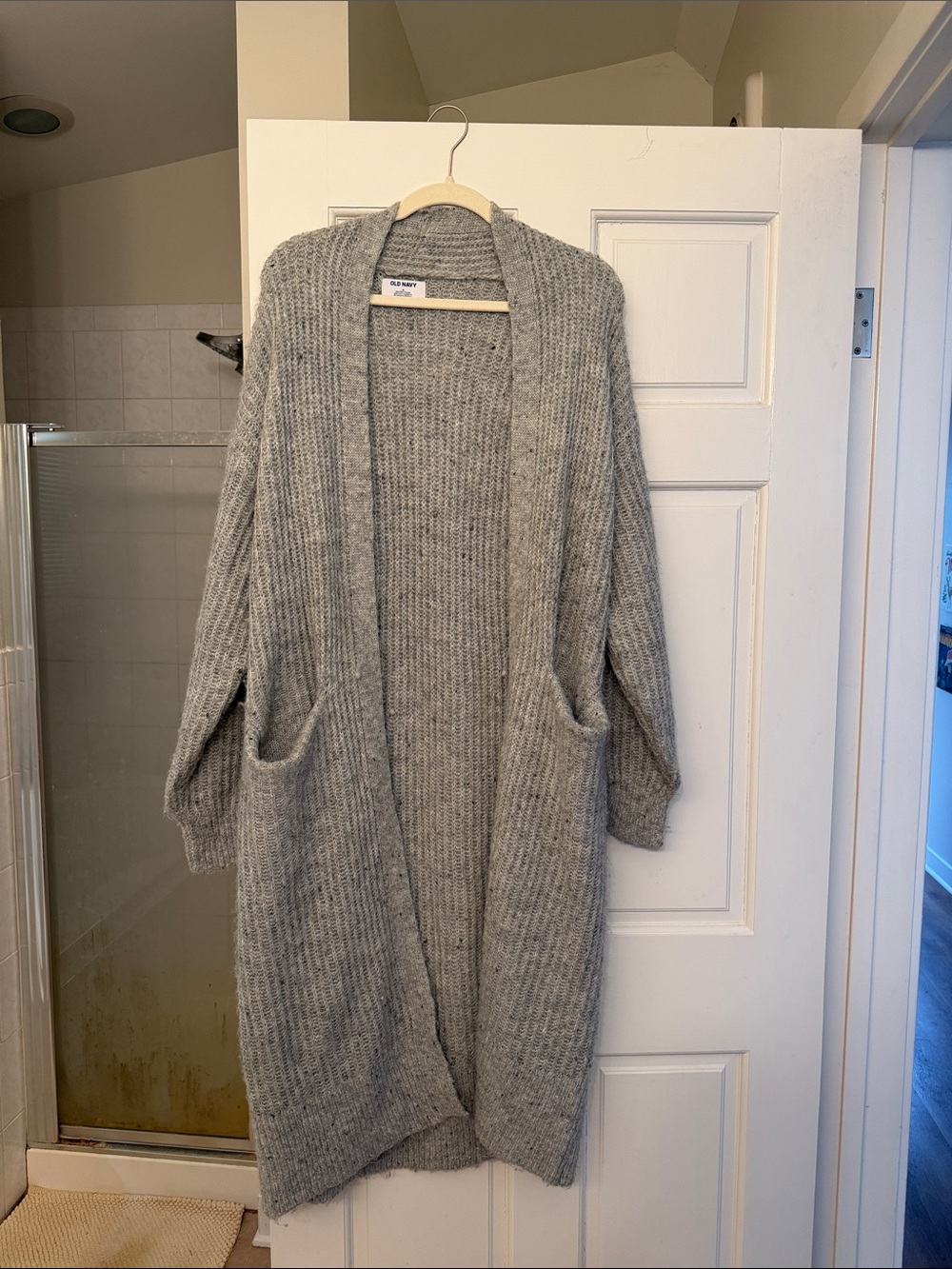 Old Navy Light Gray Open-Front Long Cardigan